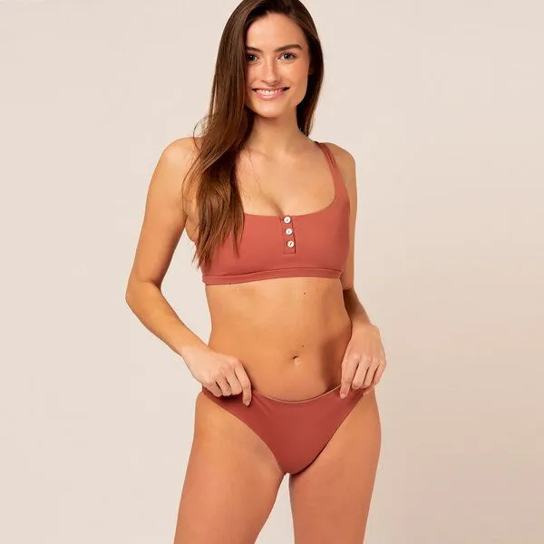 Woodlike Ocean Woodlike Ocean Pearl Button Top - Uni, Braun (mocca), – Produktbild 4 von 4