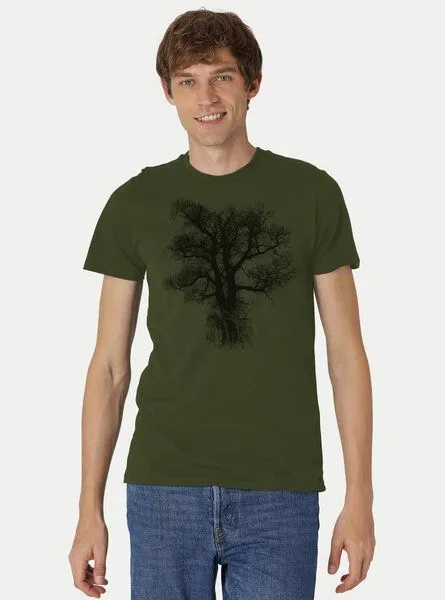 Peaces.bio - handbedruckte Biomode Peaces.bio - handbedruckte Biomode Bio-Herren-T-Shirt Chestnut, Waldgrün, – Produktbild 2 von 2