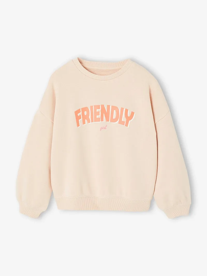 Vertbaudet Sweatshirt mit Message-Print Mädchen hell, Hellrosa, – Produktbild 3 von 4