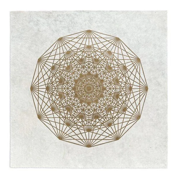 Veskor Cassiopeia Veskor Cassiopeia DEMIHEPTERAKT Heilige Geometrie Linoldruck | 40 × 40 cm | Gold auf Naturweiß – Produktbild 1 von 4
