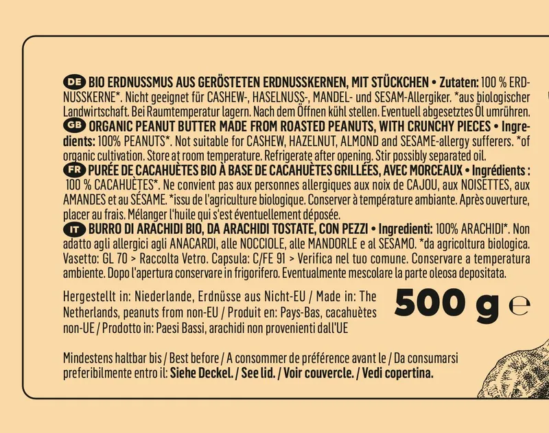 KoRo Crunchy Bio Erdnussmus 500 g – Produktbild 3 von 5