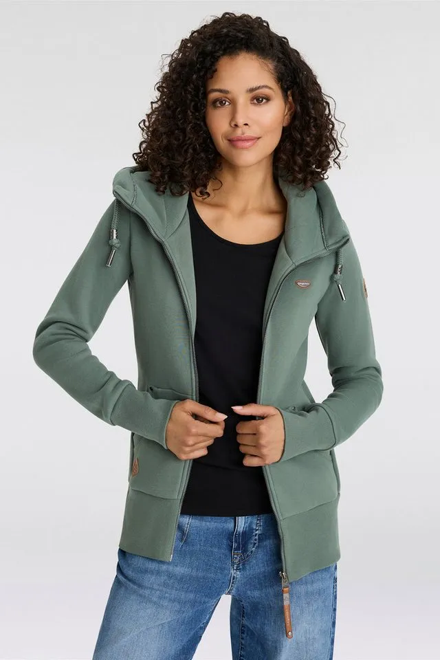 ragwear ragwear Sweatjacke NESKA ZIP O figurbetont in melierter Optik und mit großer Kapuze, Blau, – Produktbild 2 von 5