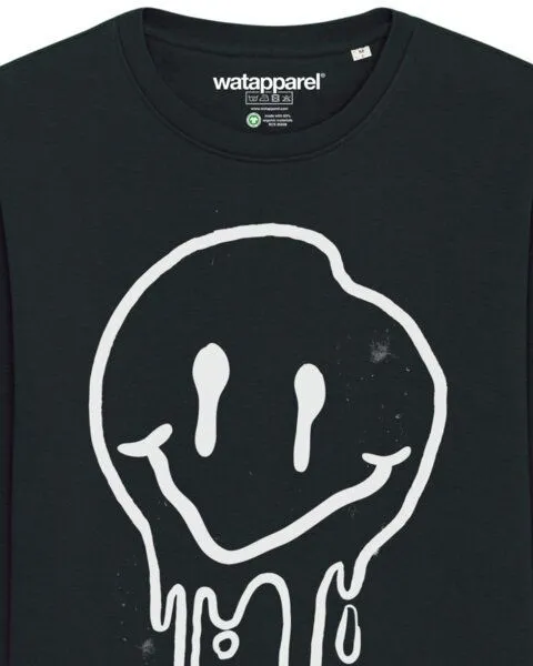 watapparel watapparel Sweatshirt Unisex Smiley, Black, – Produktbild 3 von 3