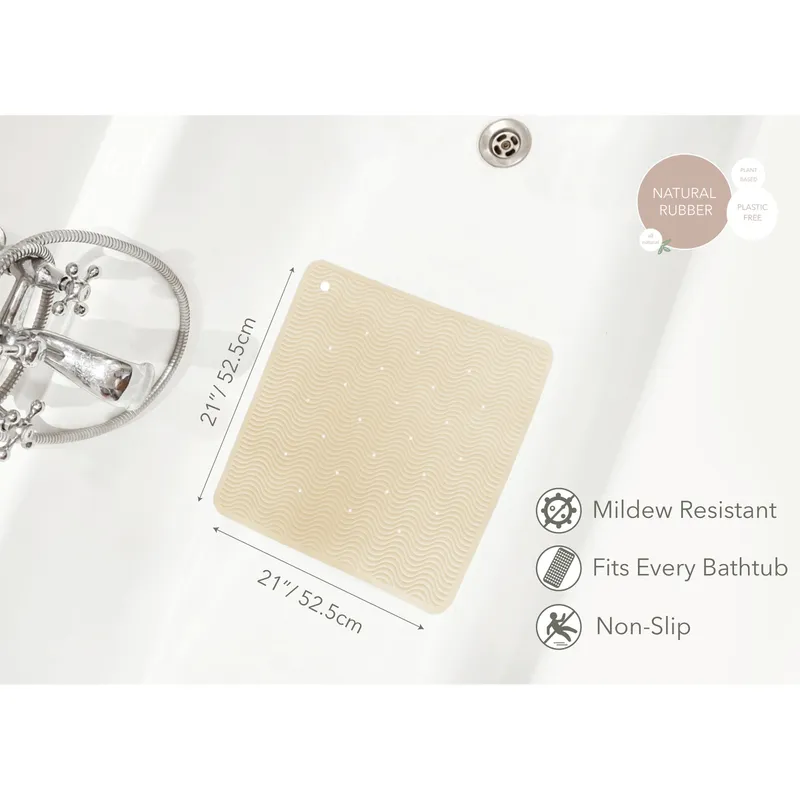 HEVEA HEVEA Duschmatte Wave sand 52,5 x 52,5 cm, Naturkautschuk – Produktbild 5 von 5