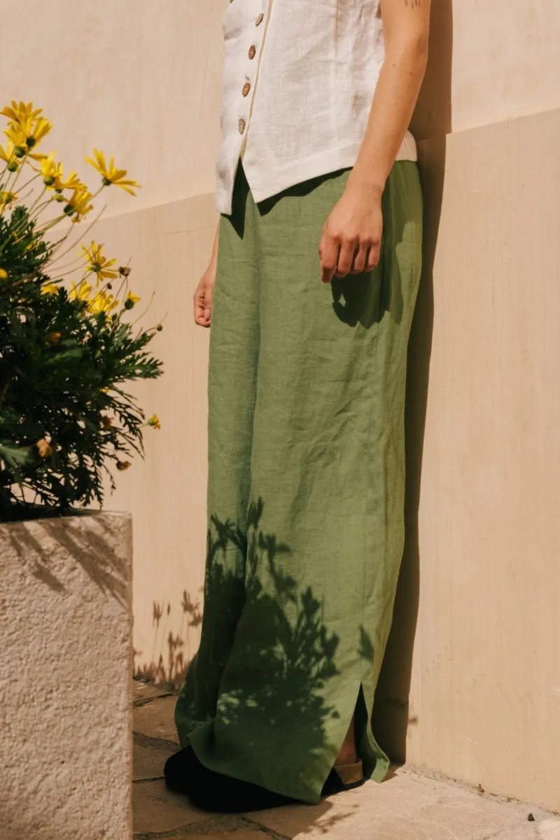 AmourLinen AmourLinen Damen vegan Hose Leah Matcha Grün, Grün, – Produktbild 2 von 2