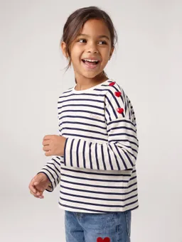 Vertbaudet Ringelshirt mit Herzknöpfen Mädchen – Produktbild 1 von 1