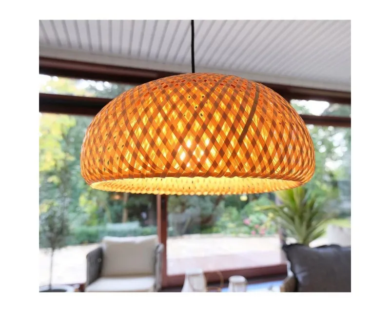 BOURGH Lampenschirm GROSSETO Hängeleuchte / Bambus Lampe Ø35cm - Pendelleuchte, ohne Fassung, Braun, – Produktbild 1 von 5