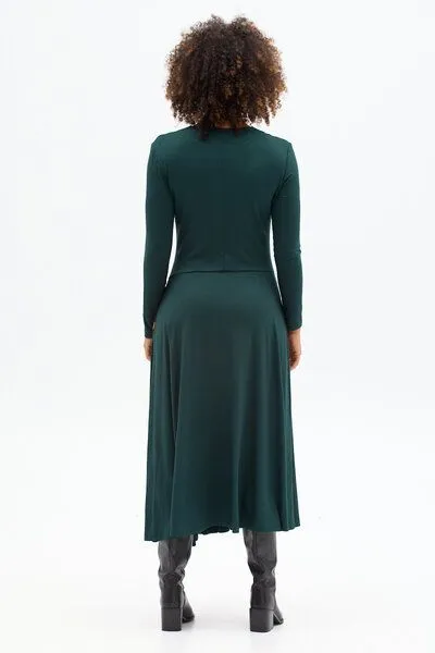 KOKOworld Kleid Lia – Maxikleid mit ausgestelltem Rock – Lange Ärmel – V-Ausschnitt – Versteckte Taschen – 100% in der EU fair produziert – KOKOworld, Forest (grün), – Produktbild 4 von 4