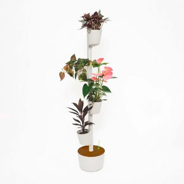 CitySens CitySens Vertikaler Blumentopf mit Wifi-Selbstbewässerung 4 Blumentöpfe, Gris, – Produktbild 2 von 4