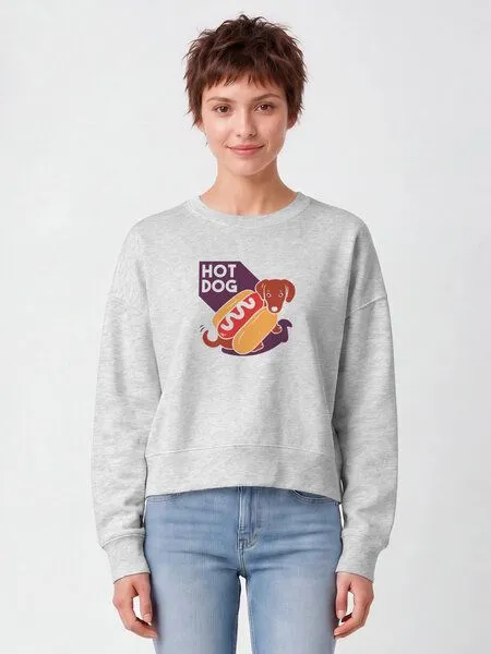 watapparel watapparel Sweatshirt Frauen Hot Dog, Cool heather grey, – Produktbild 2 von 2