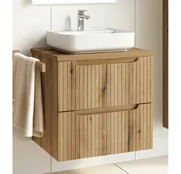 Lomadox Waschtisch NEWPORT-56-EVOKE, 60 cm, Eiche mit gerillter Front – Produktbild 1 von 1