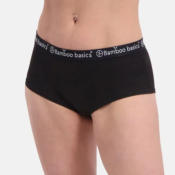 Bamboo Basics Bamboo Basics Nahtloser Damen Hipster-Slip IRIS aus Bambusviskose / Biobaumwolle (2er Pack), Schwarz, – Produktbild 1 von 4