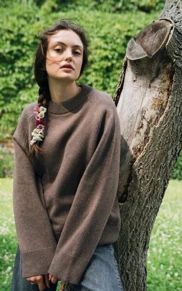 Kopyto Kopyto BARIBAL - Damen Oversize Boxy Stickpullover aus Merino-wolle RWS- zertifiziert, Braun, – Produktbild 2 von 4