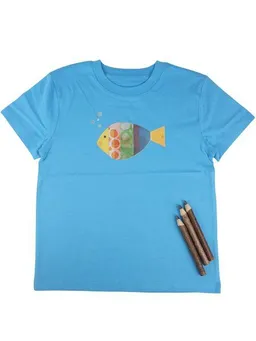 MelaDi Meladi Kinder Shirt aus Biobaumwolle - Fisch auf Aqua Blue – Produktbild 1 von 1