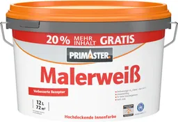 Primaster Wandfarbe Primaster Wandfarbe Malerweiß matt 12 L + 20% – Produktbild 1 von 1
