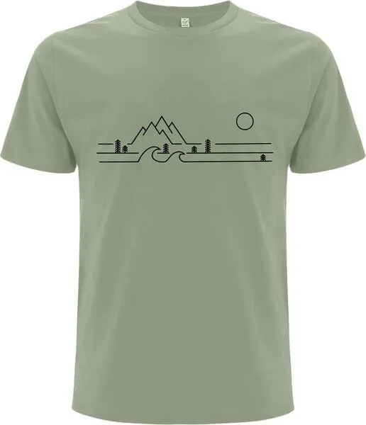 Spreecult Spreecult 3 Linien Wald - Bio und Fair - Männer Unisex T-Shirt, Khaki grün, – Produktbild 2 von 2