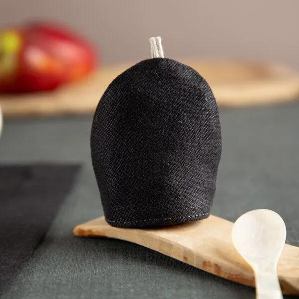 nahtur-design nahtur-design Eierwärmer aus Bioleinen mit Feinloden | Bring Farbe auf Deinen Tisch, Nachtblau (blau), – Produktbild 5 von 5
