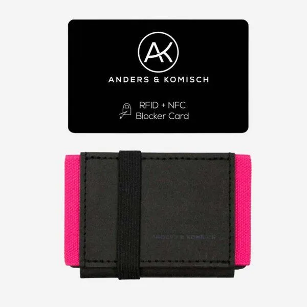 ANDERS & KOMISCH ANDERS & KOMISCH Kleiner Geldbeutel mit RFID & NFC Schutz - MINI CLASSIC Bundle, Schwarz/pink, – Produktbild 1 von 4