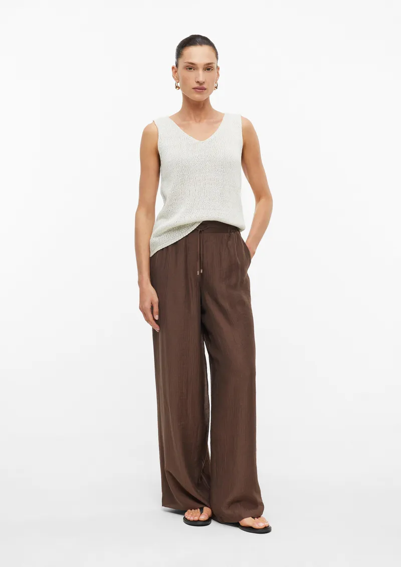 s.Oliver s.Oliver Semitransparente Lyocellmix-Hose mit hohem Bund, Braun, – Produktbild 2 von 3