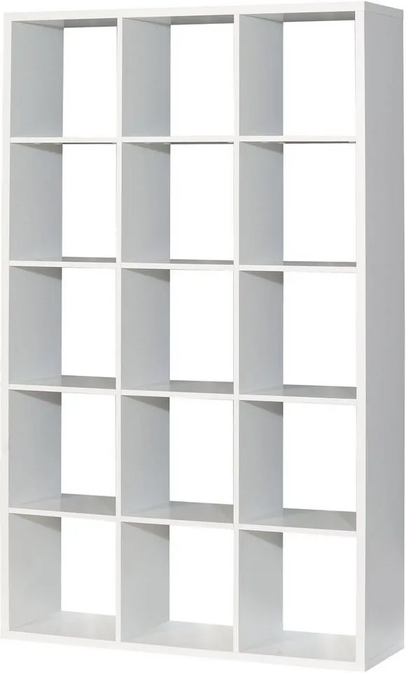 FORTE Standregal Mauro, Raumteiler, sorgt für Stil und Ordnung, 5 Fächer, Jedes Fach ist bis zu 5 kg belastbar, Fachgröße 33x33cm, Weiß, – Produktbild 2 von 5
