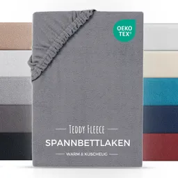 Carpe Sonno Spannbettlaken Teddy Fleece Winter Bettlaken 90x200 100x200 140x200 180x200 200x200, Fleece, Gummizug: rundum, (1 Stück), Kuscheliges Spannbettlaken 140x200 Warmes Spannbetttuch Grau – Produktbild 1 von 1