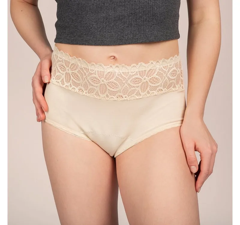 Taynie Taynie Inkontinenzslip Deluxe ultra Inkontinenzunterwäsche / Inkontinenzslip aus Bio Baumwolle, Beige|gelb, – Produktbild 2 von 5