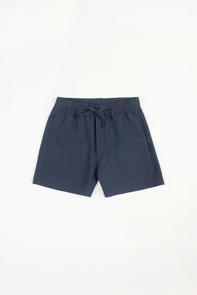 Rotholz Rotholz Kurze Hose - Everyday Short Midnight Stripe - aus einem Bio-Baumwoll/Leinen Mix, Blue, – Produktbild 1 von 4