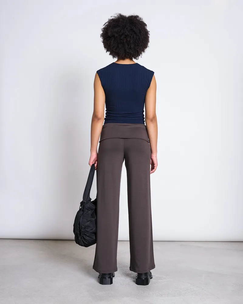 JAN N JUNE JAN 'N JUNE Damen vegan Leggings Foldover Naro Mud, Dunkelbraun, – Produktbild 1 von 2
