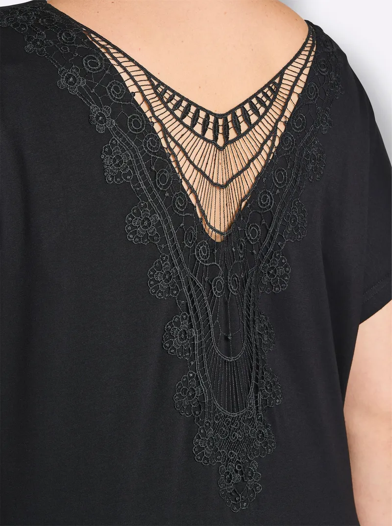 sheego Shirt schwarz, Schwarz, – Produktbild 1 von 2