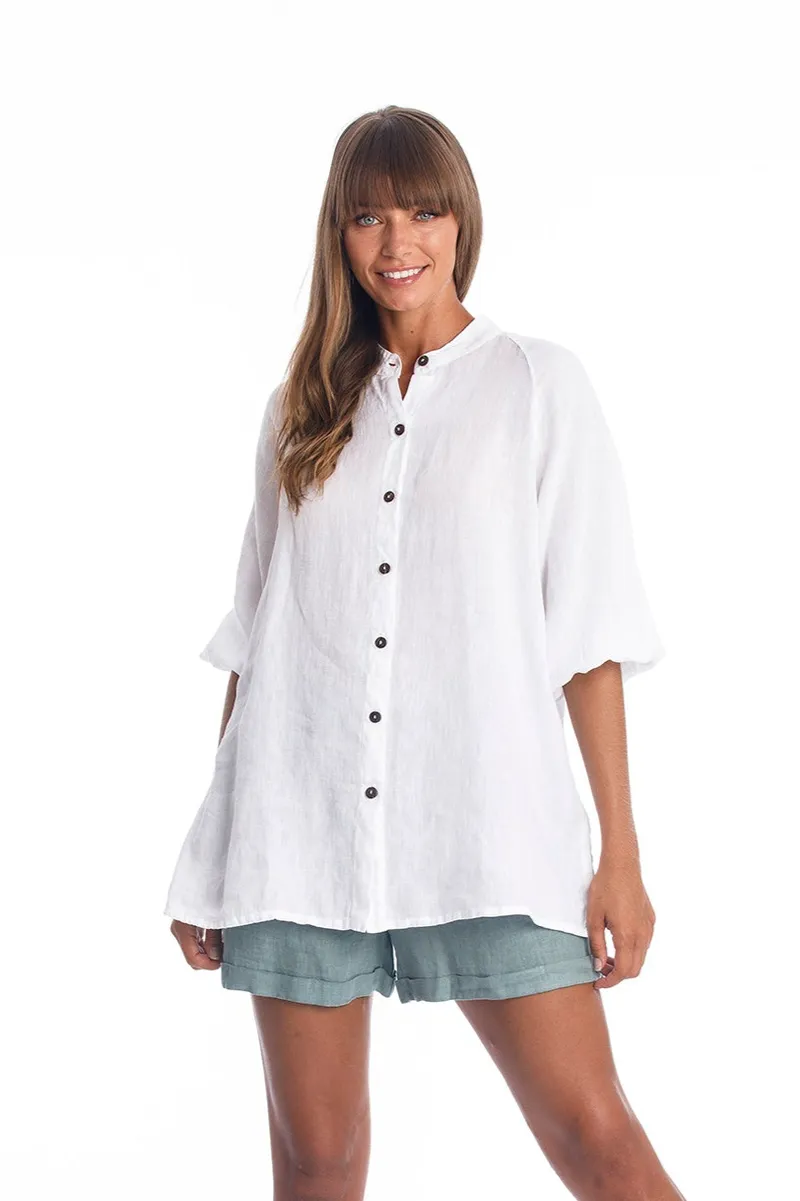 RAVENS VIEW IBIZA RAVENS VIEW IBIZA Damen vegan Leinenhemd Mei Weiß, Weiß, – Produktbild 2 von 2