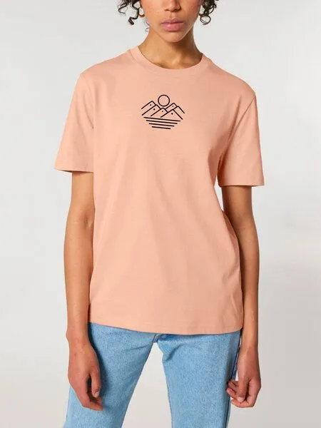 Human Family Human Family Bio Unisex Rundhals T-Shirt "Mountain Silhouette", Pfirsich, – Produktbild 3 von 4