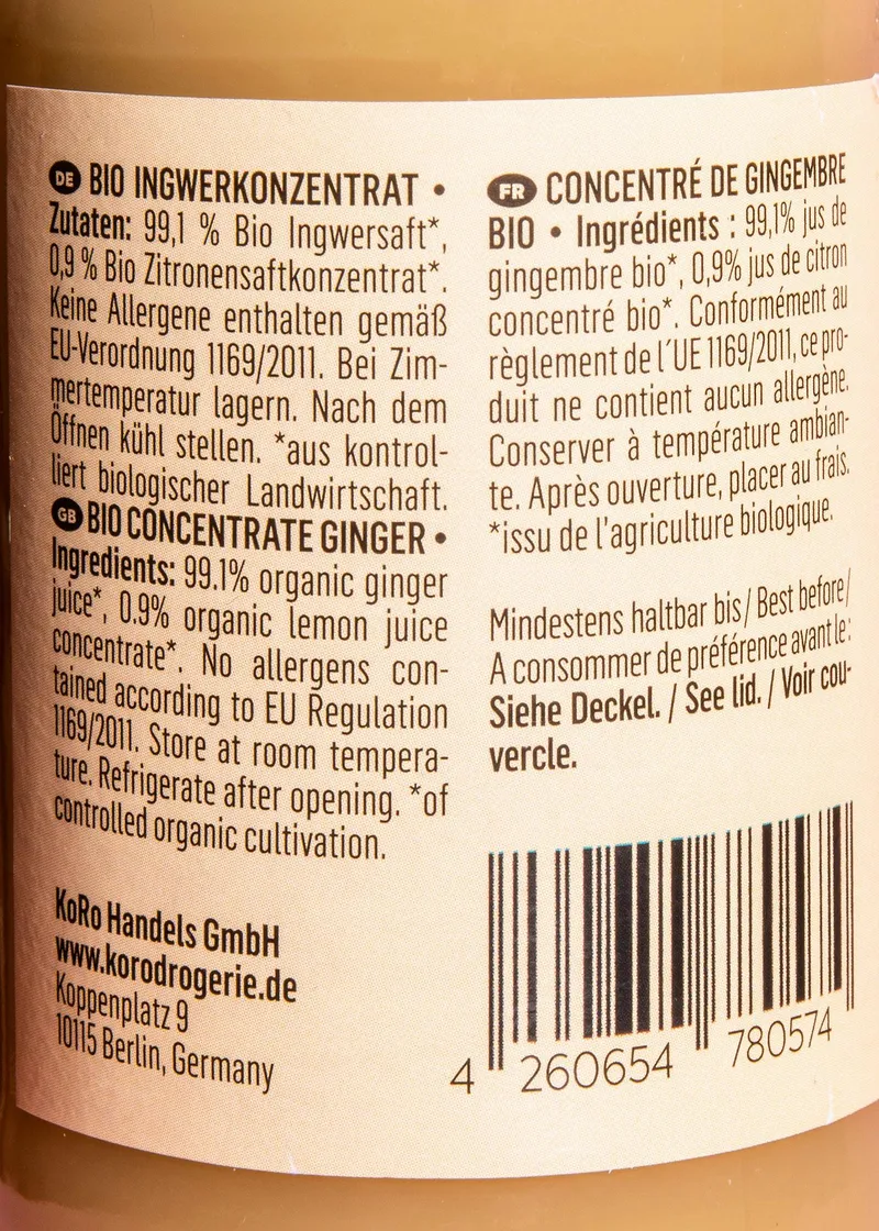 KoRo Bio Ingwershot 12 x 200 ml – Produktbild 3 von 5