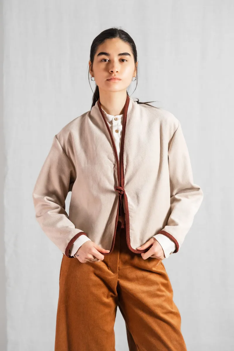 Jyoti - Fair Works Jyoti - Fair Works Damen vegan Jacke Reversible Dhaarti Blockprint Beige, Beige, – Produktbild 1 von 2