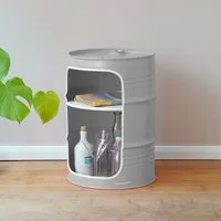 Lockengelöt Lockengelöt Minibar aus einem kleinen Ölfass, Grau, – Produktbild 2 von 3