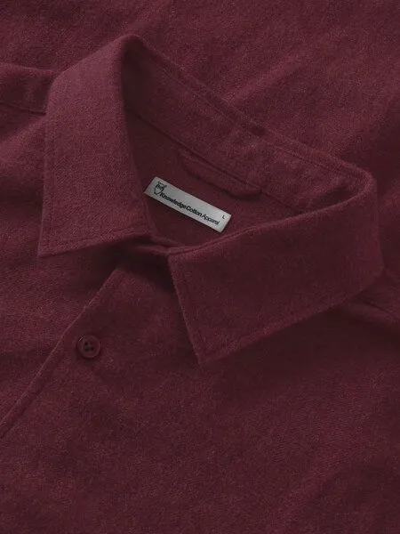 KnowledgeCotton Apparel KnowledgeCotton Apparel Flanell-Hemd Dune Regular, Burgundy, – Produktbild 3 von 3