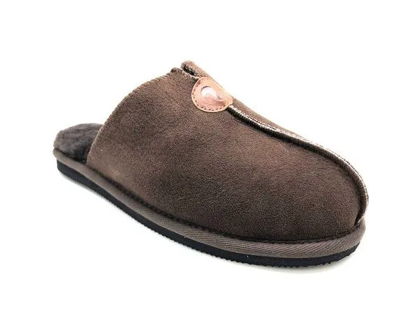 thies Pantoffel aus Schaffell "thies Grumpy Dad Slipper", fair produziert, Braun, – Produktbild 2 von 4