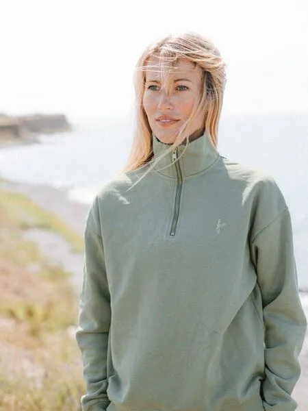 FUXBAU FUXBAU Frauen fux Half Zip Sweater, Seegras, – Produktbild 3 von 4