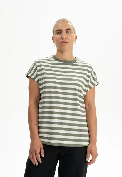 MELA T-Shirt Style MADHU Stripes | von MELA | Fairtrade & GOTS zertifiziert, Thymian gestreift, – Produktbild 1 von 4