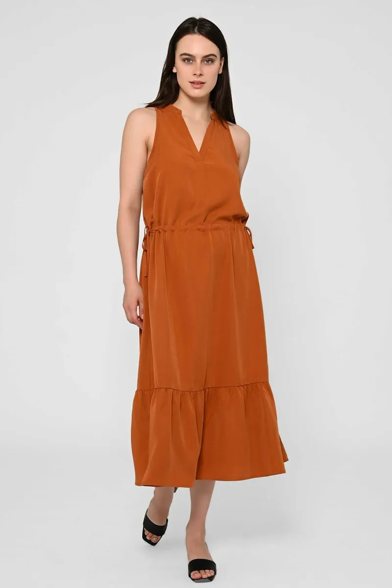 Lovjoi LOVJOI Damen vegan Maxikleid Ramaria Dark Amber, Dunkelorange, – Produktbild 2 von 2