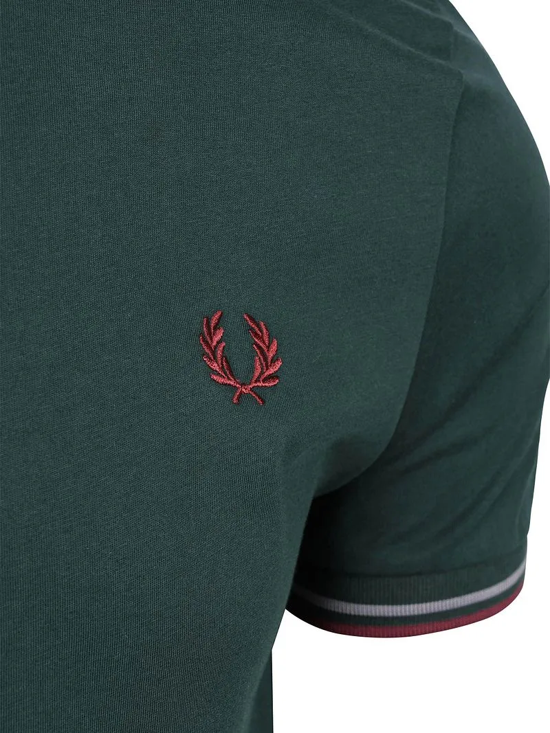 Fred Perry Fred Perry Twin Tipped T-Shirt Dunkelgrün 85A - Größe L, Dunkelgrün, – Produktbild 4 von 5