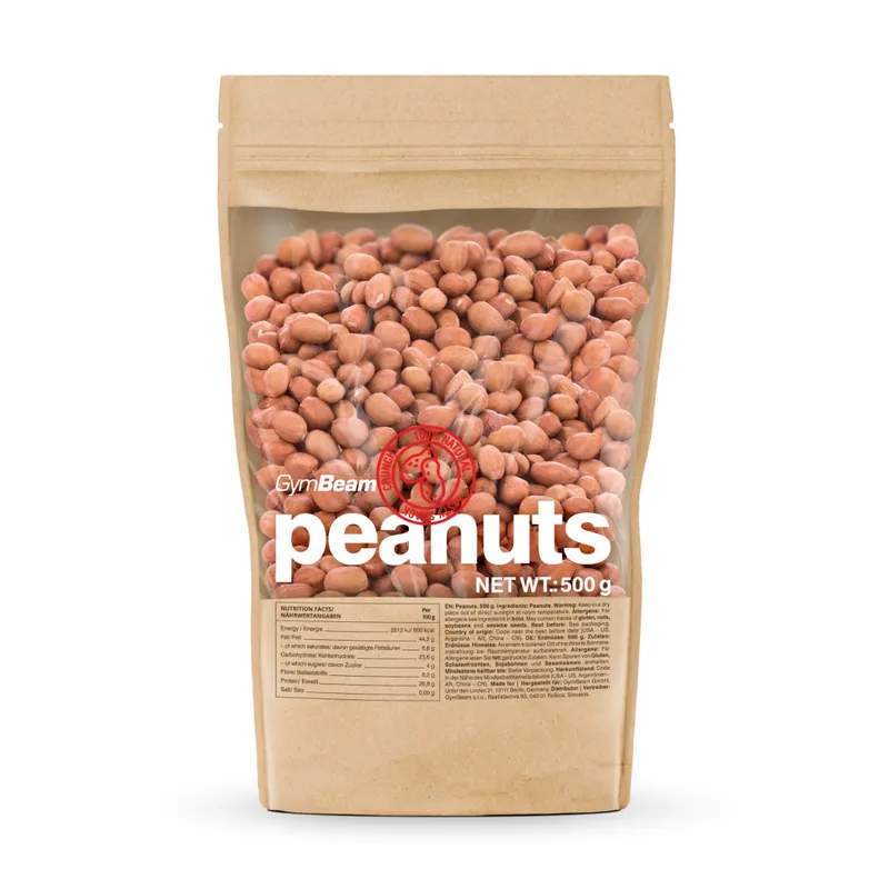 GymBeam Food GymBeam Ungeröstete Erdnüsse 500 g ohne Geschmack – Produktbild 1 von 1