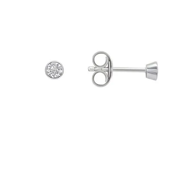 Eppi Eppi Minimalistische Goldohrringe mit Moissanit Tofine, Weiss, – Produktbild 2 von 2