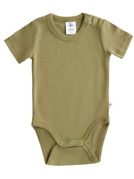 Leela Cotton Leela Cotton Baby Kinder Body Kurzarm Bio-Baumwolle Rippjersey 2006, Oliv, – Produktbild 1 von 2