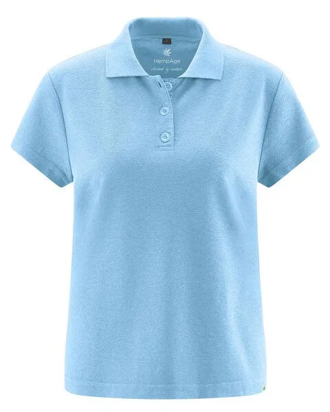 HempAge HempAge Klassisches Damen-Poloshirt Hanf/Biobaumwolle, Glacier (blau), – Produktbild 4 von 4