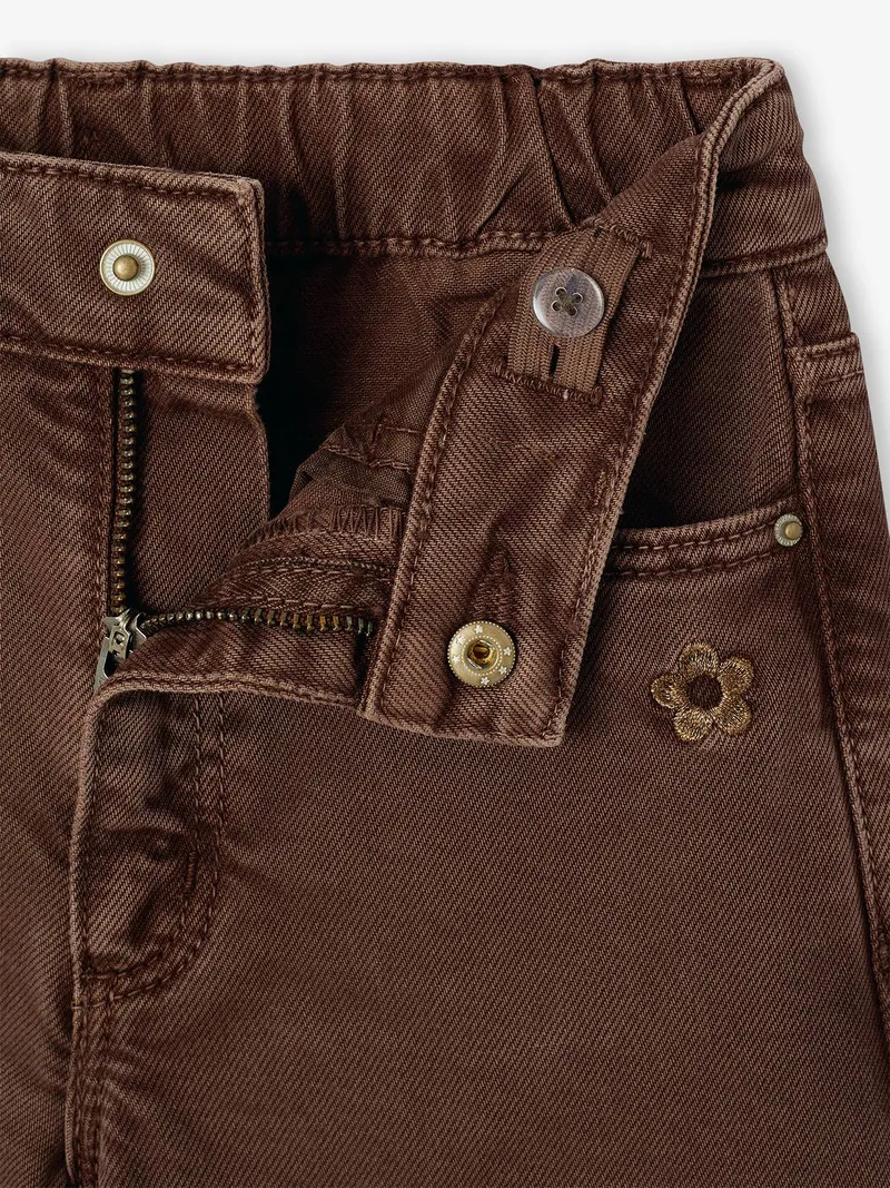 Vertbaudet Weite Mädchen Hose mit Blumenstickerei, Schokolade, – Produktbild 3 von 3