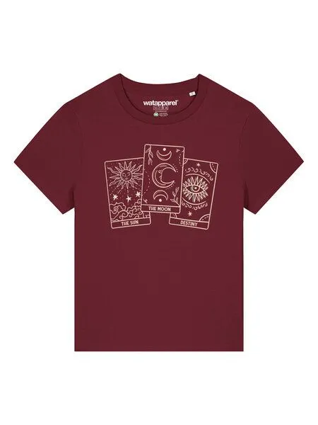 watapparel watapparel T-Shirt Frauen Tarot Set, Burgundy, – Produktbild 2 von 3