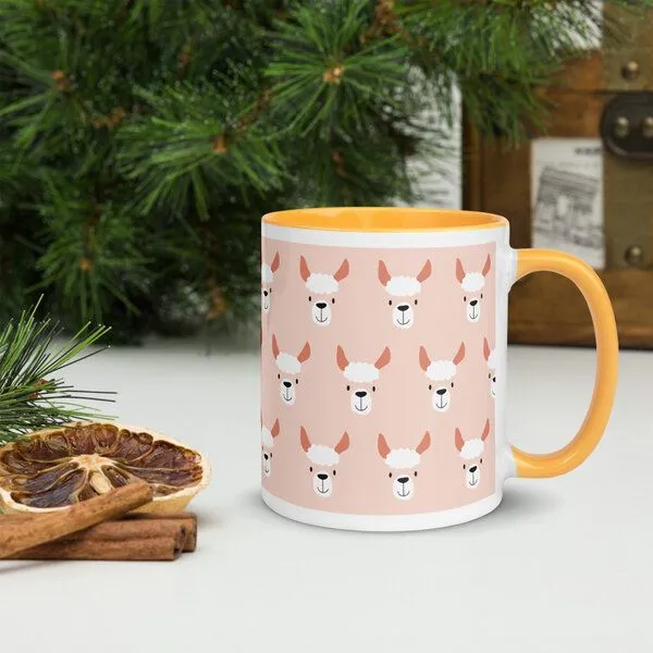 PepMelon Lama Tasse mit Farbe innen, Be Llamazing, lustige Lama Weihnachtstasse, Gold, – Produktbild 4 von 4