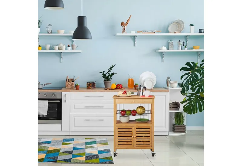 RELAXDAYS RELAXDAYS Küchenwagen aus Bambus, (1 St), Braun|silberfarben, – Produktbild 2 von 5