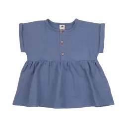Walkiddy Walkiddy Mädchen Bluse GOTS zertifiziert, Bio-Baumwolle, blau, „English Manor“, Kurzarm, Raffung, weich – Produktbild 1 von 1