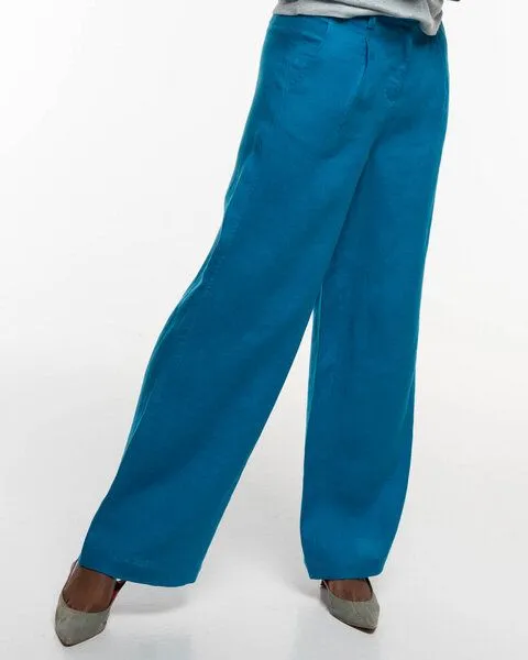 Alma & Lovis Alma & Lovis Trendige Marlenehose aus reinem Leinen | Leinen Marlene, Orient blue (blau), – Produktbild 1 von 4